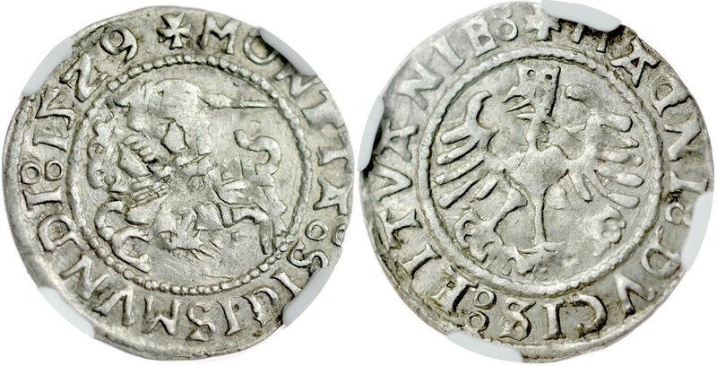 Zygmunt I Stary 1506-1548, Półgrosz 1529, Wilno.
 Kop. 3180, Ivanauskas -, Gum....