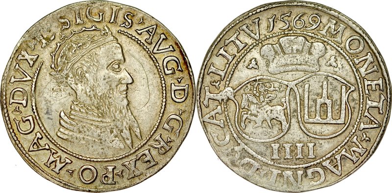 Zygmunt II August 1545-1572, Czworak 1569, Wilno.
 Kop. 3315, Ivanauskas 10SA41...