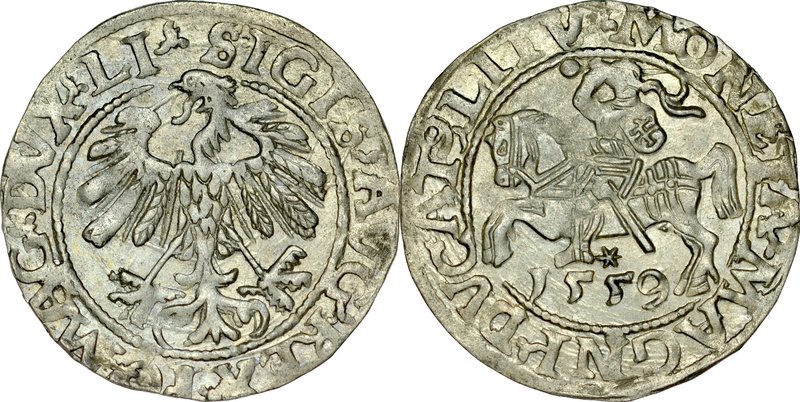 Zygmunt II August 1545-1572, Półgrosz 1559, Wilno.
 Kop. 3258, Ivanauskas 4SA89...