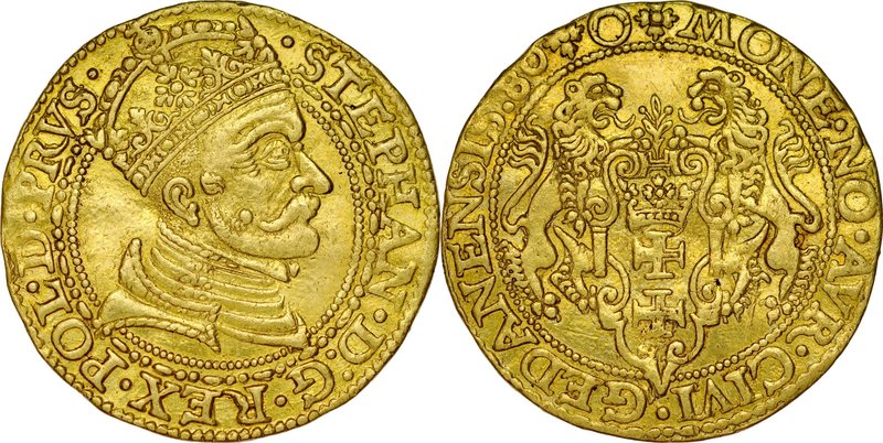 Stefan Batory 1576-1586, Dukat 1580, Gdańsk.
 Kop. 7441, Kurp. 389, Gum. 794, w...