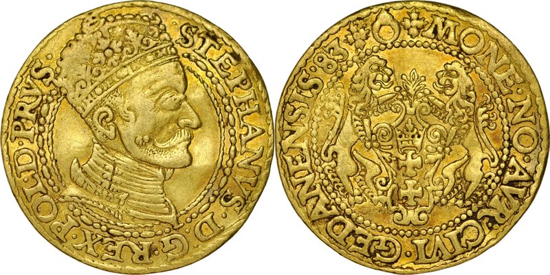 Stefan Batory 1576-1586, Dukat 1583, Gdańsk.
 Kop. 7444, Kurp. 393, Gum. 795, w...