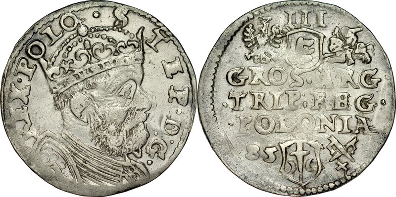 Stefan Batory 1576-1586, Trojak 1585, Poznań, RR.
 Kop. 535, Iger P.85.2.b, Gum...