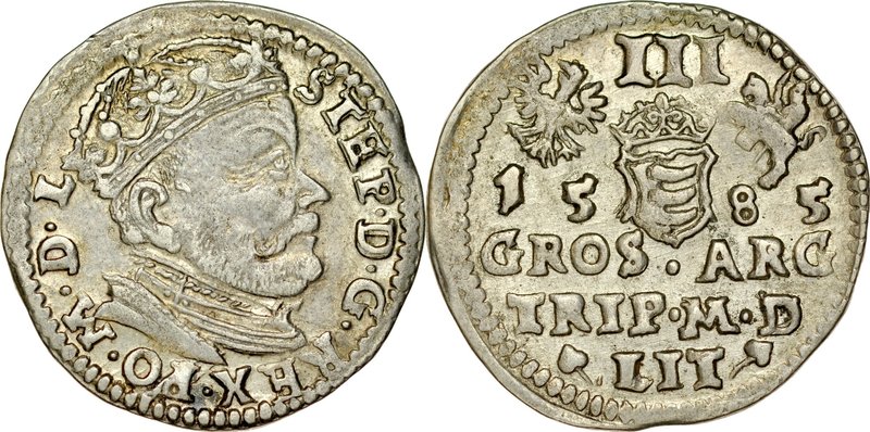 Stefan Batory 1576-1586, Trojak 1585, Wilno.
 Kop. 3374, Iger V.85.1.a, Ivanaus...
