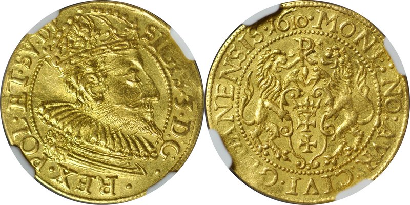 Zygmunt III 1587-1632, Dukat 1610, Gdańsk.
 Kop. -, Kurp. 2292, Gum. 1400, Dutk...