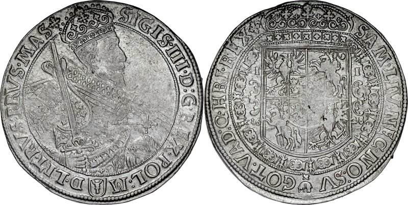 Zygmunt III 1587-1632, Talar 1628, Bydgoszcz.
 Kop. 1374, Gum. 1216, Dostych 28...