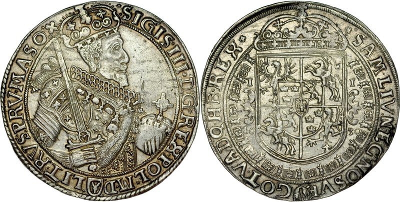 Zygmunt III 1587-1632, Talar 1630, Bydgoszcz.
 Kop. 1382, Gum. 1219, Dostych 30...