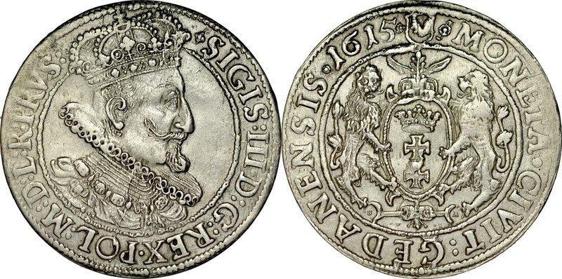 Zygmunt III 1587-1632, Ort 1615, Gdańsk.
 Kop. 7489, Kurp. 2241, Gum. 1383, poł...