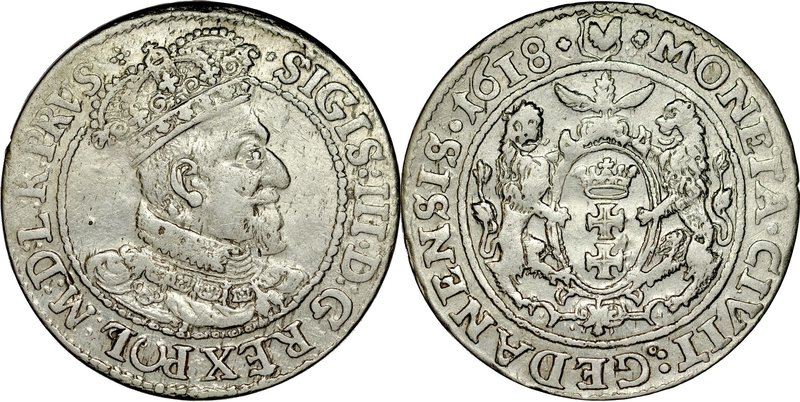 Zygmunt III 1587-1632, Ort 1618, Gdańsk.
 Kop. 7494, Kurp. 2245, Gum. 1386

G...