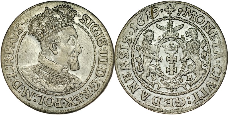 Zygmunt III 1587-1632, Ort 1619, Gdańsk.
 Kop. 7498, Kurp. 2249, Gum. 1388, cie...