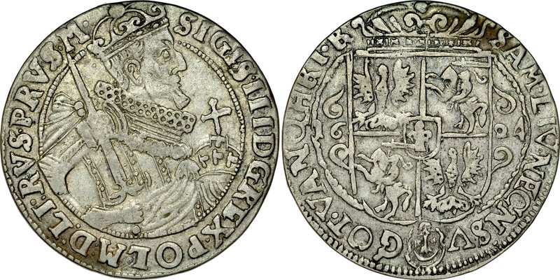 Zygmunt III 1587-1632, Ort 1624, Bydgoszcz.
 Kop. 1281, Gum. 1178

Grade: VF+