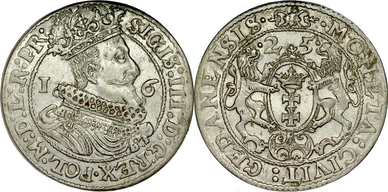 Zygmunt III 1587-1632, Ort 1625, Gdańsk.
 Kop. 7506, Kurp. 2265, Gum. 1393, lus...