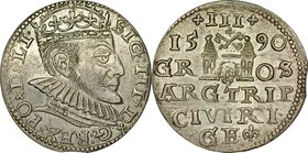 Zygmunt III 1587-1632, Trojak 1590, Ryga.
