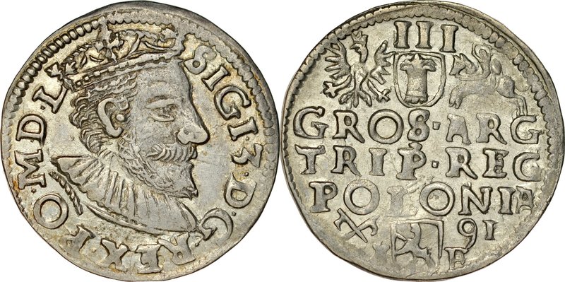 Zygmunt III 1587-1632, Trojak 1591, Poznań.
 Kop. 945, Iger P.91.2.b, Gum. 998,...