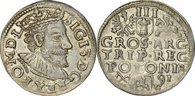 Zygmunt III 1587-1632, Trojak 1591, Poznań.