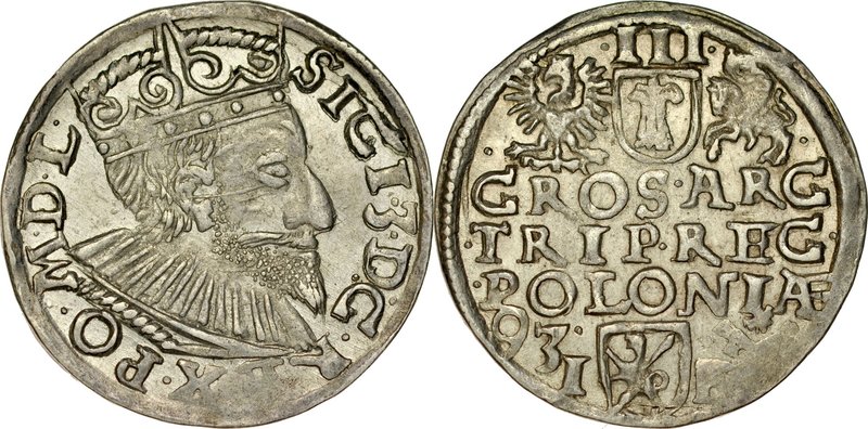 Zygmunt III 1587-1632, Trojak 1593, Poznań.
 Kop. 969, Iger P.93.1.a, Gum. 1010...