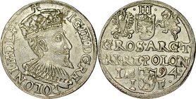 Zygmunt III 1587-1632, Trojak 1594, Olkusz.