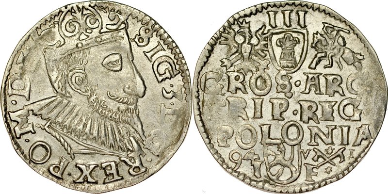 Zygmunt III 1587-1632, Trojak 1594, Poznań.
 Kop. 981, Iger P.94.2.d, Gum. 1019...