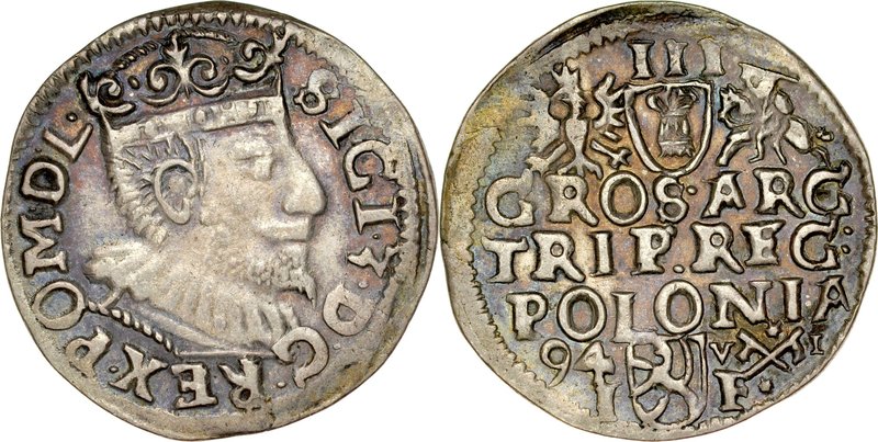 Zygmunt III 1587-1632, Trojak 1594, Poznań.
 Kop. 981, Iger P.94.5.a, Gum. 1019...