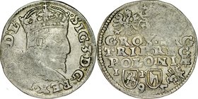 Zygmunt III 1587-1632, Trojak 1595, Lublin, Topór, RR.