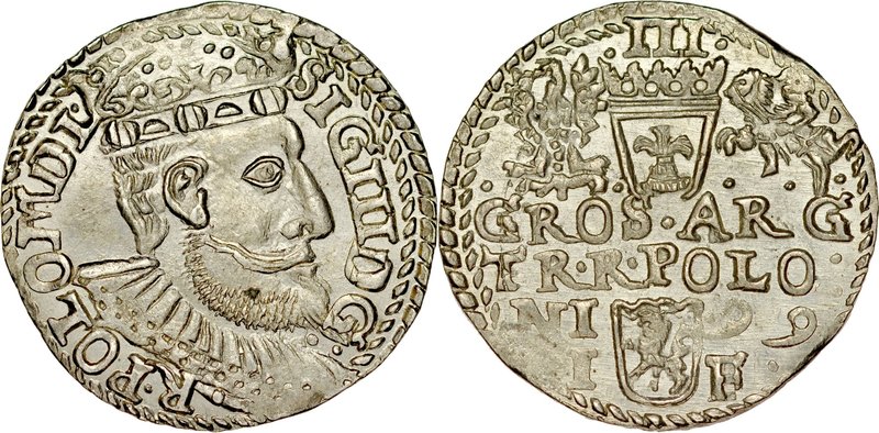 Zygmunt III 1587-1632, Trojak 1599, Olkusz.
 Kop. 1136, Iger O.99.1.var, Gum. 1...