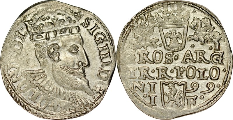 Zygmunt III 1587-1632, Trojak 1599, Olkusz.
 Kop. 1136, Iger O.99.1.var, Gum. 1...