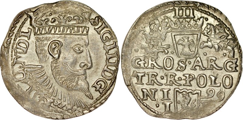 Zygmunt III 1587-1632, Trojak 1599, Olkusz.
 Kop. 1136, Iger O.99.1.var, Gum. 1...