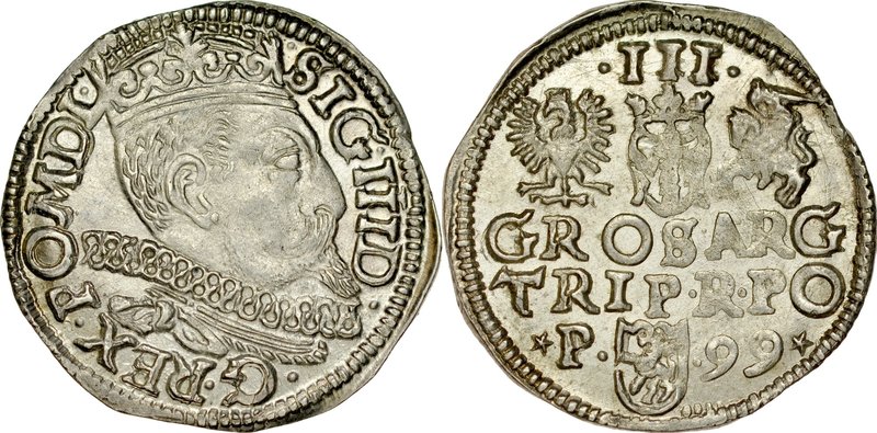 Zygmunt III 1587-1632, Trojak 1599, Poznań.
 Kop. 1139, Iger P.99.1, Gum. 1094,...