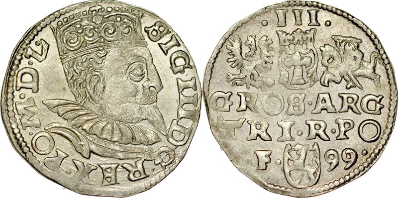 Zygmunt III 1587-1632, Trojak 1599, Wschowa.
 Kop. 1140, Iger W.99.2, Gum. 1095...