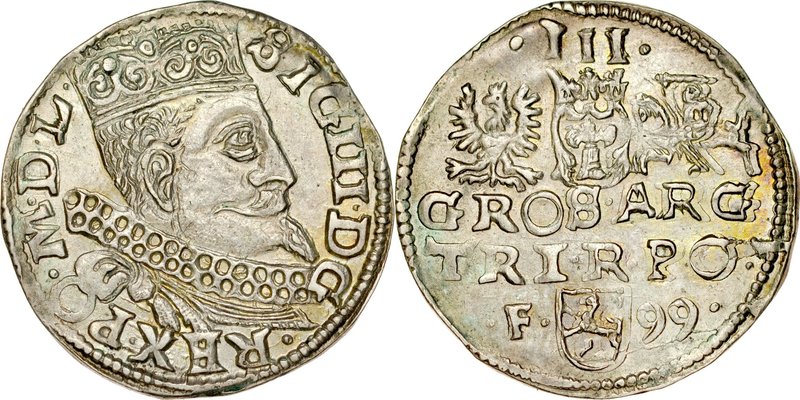 Zygmunt III 1587-1632, Trojak 1599, Wschowa.
 Kop. 1140, Iger W.95.1.b, Gum. 10...