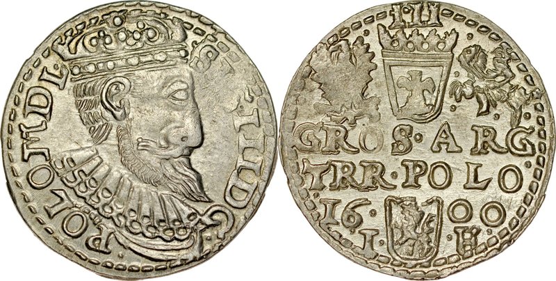 Zygmunt III 1587-1632, Trojak 1600, Olkusz.
 Kop. 1148, Iger O.00.1.var, Gum. 1...
