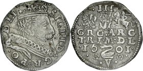 Zygmunt III 1587-1632, Trojak 1601, Wilno, RR.