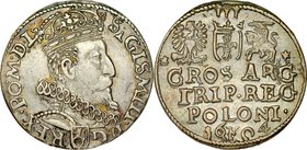 Zygmunt III 1587-1632, Trojak 1604, Kraków.
