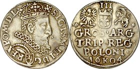 Zygmunt III 1587-1632, Trojak 1604, Kraków.