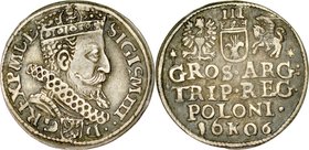 Zygmunt III 1587-1632, Trojak 1606, Kraków.