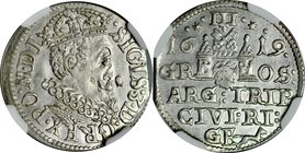 Zygmunt III 1587-1632, Trojak 1619, Ryga.