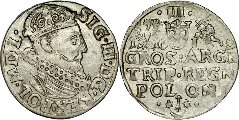 Zygmunt III 1587-1632, Trojak 1619, Kraków.
 Kop. 1224, Iger K.19.1.a, Gum. 113...