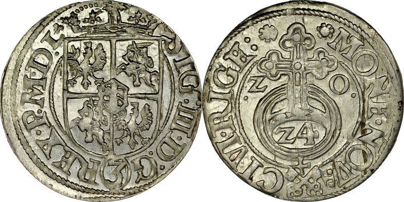 Zygmunt III 1587-1632, Półtorak 1620, Ryga.
 Kop. 8174, Gerb. 3.1., Gum. 1446, ...