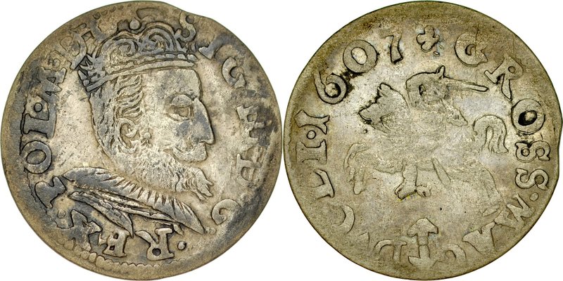 Zygmunt III 1587-1632, Grosz 1607, Wilno.
 Kop. 3482, Kurp. 343, Gum. 1313, Iva...