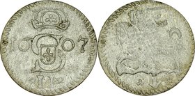 Zygmunt III 1587-1632, Dwudenar 1607, Wilno, RRR.