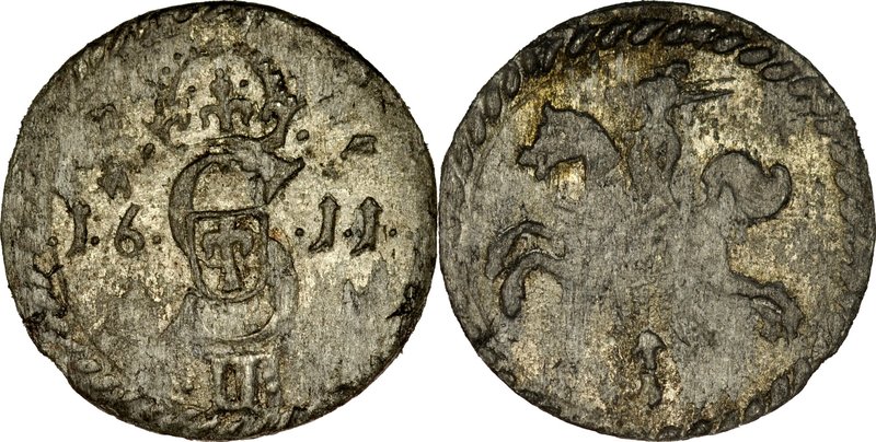 Zygmunt III 1587-1632, Dwudenar 1611, Wilno.
 Kop. 3400, Ivanauskas 1SV11-11, G...