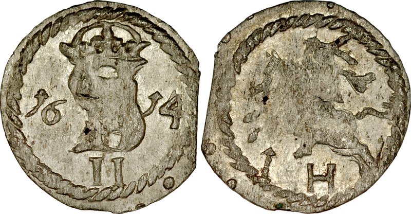Zygmunt III 1587-1632, Dwudenar 1614, Wilno.
 Kop. 3408 R7, Ivanauskas 1SV21-21...