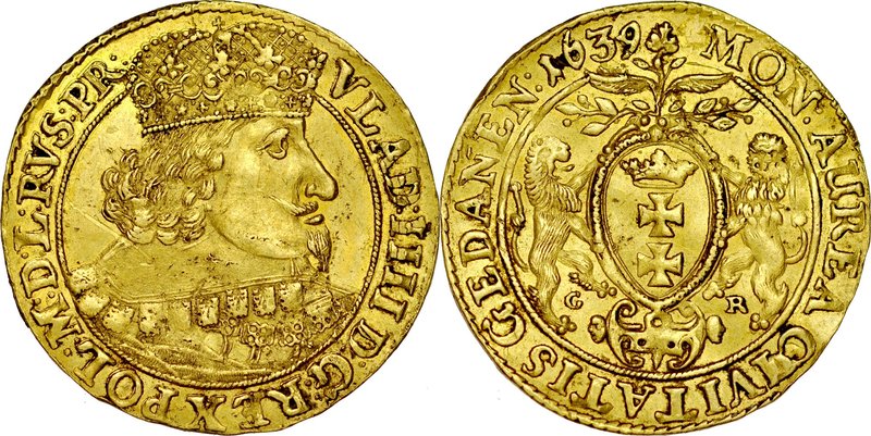 Władysław IV 1632-1648, Dukat 1639, Gdańsk.
 Kop. 7585 R4, Kurp. 208 R3, Gum. 1...