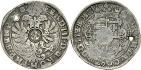 Jan II Kazimierz 1649-1668, Kontrmarka z popiersiem Jan II Kazimierza, cięta w stylu ortów bydgoskich, RRR.