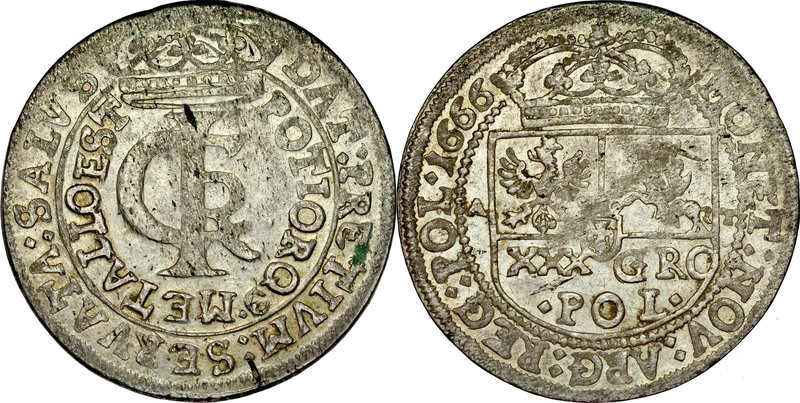 Jan II Kazimierz 1649-1668, Tymf 1666, Bydgoszcz, Kraków.
 Kop. 1792, Gum. 1774...