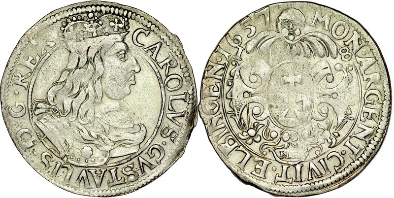 Jan II Kazimierz 1649-1668, Ort 1657, Elbląg.
 Kop. 9672, Ahl. 56a, bardzo ładn...