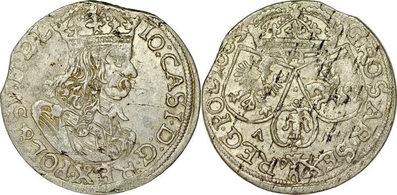 Jan II Kazimierz 1649-1668, Szóstak 1663, Kraków?.
 Kop. 1669, Kurp. 221, Gum. ...