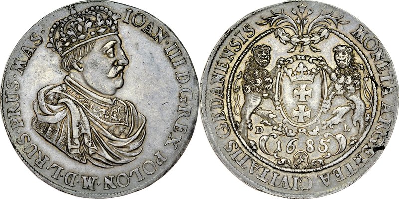 Jan III Sobieski 1674-1696, Talar 1685, Gdańsk, RR.
 Kop. 7688, Kurp. 1263, Gum...