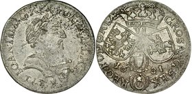 Jan III Sobieski 1674-1696, Szóstak 1681, Kraków.