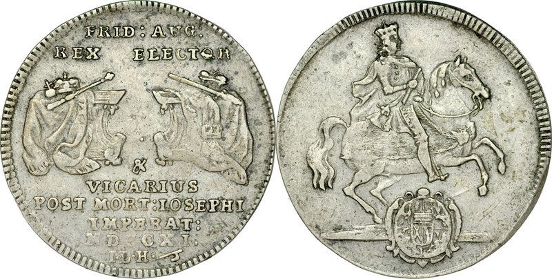 August II Mocny 1697-1733, 1/8 talara wikariackiego 1711, Drezno.
 Kop. 11103, ...