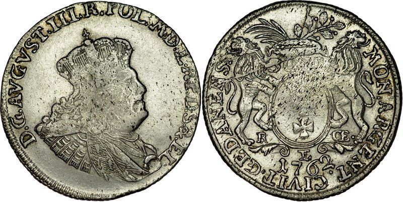 August III 1733-1763, 30 groszy 1762, Gdańsk.
 Kop. 7777, Kam. 989 , Gum. 2224,...